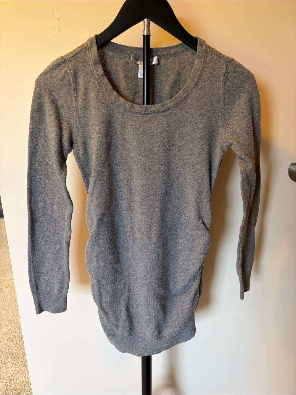 Motherhood Maternity Heather Gray Scoop-Neck Maternity Sweatshirt